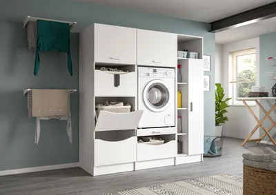 Produktbild von Waschmaschinenschrank Set Free 2 | 3-teilig | weiß