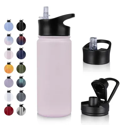 Immagine prodotto di Borraccia in acciaio inossidabile da 500 ml con cannuccia, a prova di perdite, thermos rosa