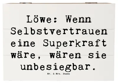 Produktbild von Mr. & Mrs. Panda Box Spruch Löwe Superkraft 22 x 15 cm - Weiß - Geschenk, Geschenke Sternzeichen, Geschenkbox, Juli Geburtstag, Schatulle, Astrologie, Tierkreiszeichen