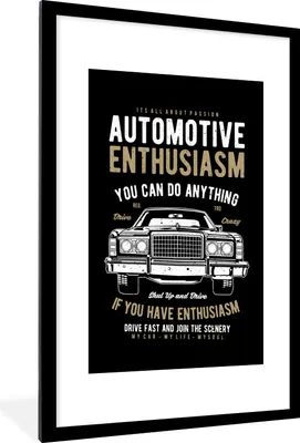 Produktbild von MuchoWow® MuchoWow® Gerahmtes Poster Mancave - Auto - Vintage - Schwarz 60x90 cm - Poster mit zchwarzem Bilderrahmen - Dekoration - Wandposter Wohnzimmer - Hochwertig