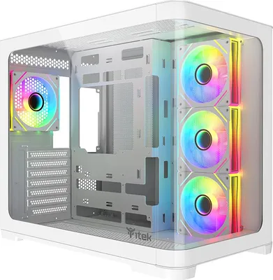 Produktbild von itek PC Tower Curved Case ITGCADCCW Weißes gehärtetes Glas ARGB Beleuchtung