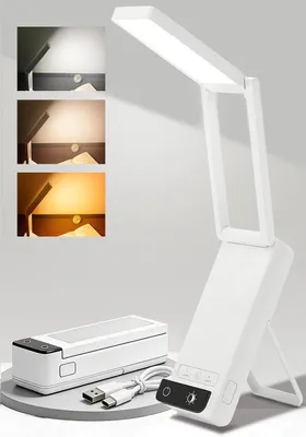 Obrázok produktu pre LED stolná lampa – Prenosná lampa – Na čítanie a prácu – Nabíjateľná a nastaviteľná – 300 g – Biela