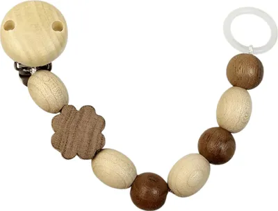 Immagine prodotto di Catena portaciuccio in legno con anello in silicone - trifoglio