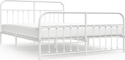 Produktbild von vidaXL Bettgestell mit Kopf- und Fußteil Metall Weiß 160x200 cm