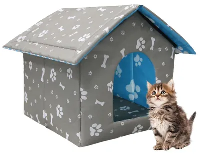 Image de Abri pour chats, adapté pour l'extérieur, résistant aux intempéries, de couleur grise. Dimensions : L 45 x l 43 x H 40 cm