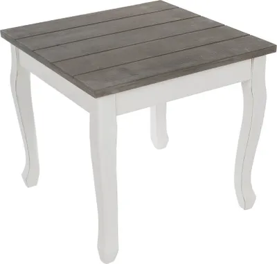 Produktbild von Beistelltisch FARMHOUSE weiß mit grau-brauner Tischplatte Couchtisch 47x47cm