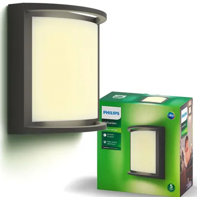 Zdjęcie produktu dla Philips Kinkiet Samondra 3,8 W, Oświetlenie zewnętrzne ścienne, Antracyt, Metal, IP44, Patio, Ogród, II