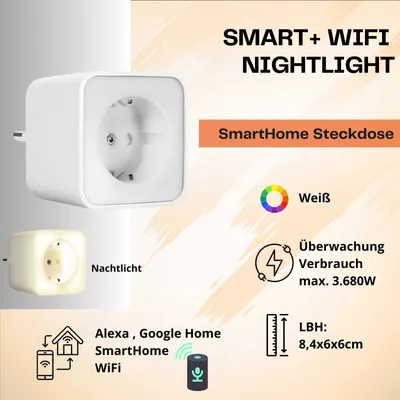 Produktbild von Ledvance Smart+WiFi Steckdose mit integriertem Nachtlicht weiß 3.680 W