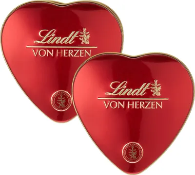 Immagine prodotto di Miscela di praline Lindt Von Herzen in barattolo di metallo a forma di cuore da 30 g, confezione da 2 pz