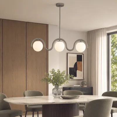 Produktbild von Opviq, Elegante Metall-Hängelampe Ø15, 80x17x70 cm, Grau, 3xE27, IP20