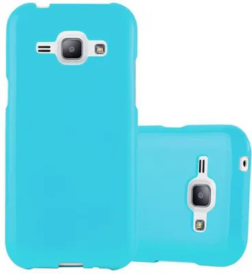 Produktbild von Cadorabo Schutzhülle für Samsung Galaxy J1 2015 Hülle in Blau TPU Etui Hülle Case Cover