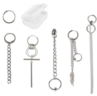 Produktbild von Integrity.1 BTS Ohrringe, 6 Stück Kette Tropfen Ohrring Kit, Titan Stahl Quaste