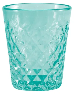 Immagine prodotto di Zafferano Tumbler Balloton in vetro soffiato a mano, lavorazione a rilievo, colore Verde mare, set da 6 pezzi, capacità 35 cl, altezza 9.6 cm