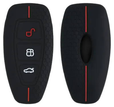 Produktbild von kwmobile Schlüsselhülle für Ford 3-Tasten Autoschlüssel Keyless Go Hülle - Autoschlüssel Schlüssel Hülle aus Silikon - Schlüsseletui in Schwarz Rot