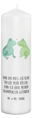 Produktbild von Mr. & Mrs. Panda Kerze Frosch Liebe 29 x 8 cm XL - Weiß - Geschenk, Wachskerze, Stumpenkerze, Ehefrau, Erinnerungslicht, Bedruckte, Freundin, Frösche, Kuss