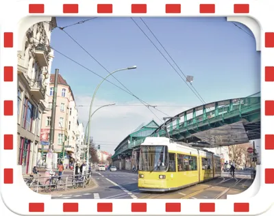Produktbild von Verkehrsspiegel H800xB1000mm Kunststoff,rot/weiß 27m