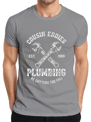 Immagine prodotto di Maglietta da uomo Cousin Eddies Plumbing No Shitters Plumber Beautiful Weighting, Grigio, M