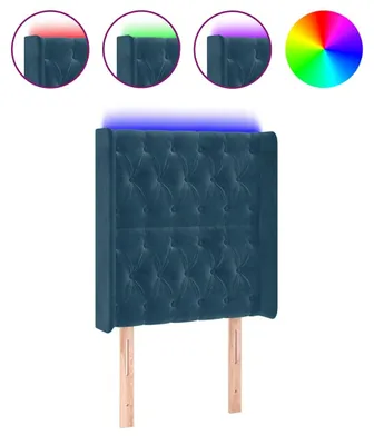 Produktbild von vidaXL LED Kopfteil Dunkelblau 83x16x118/128 cm Samt