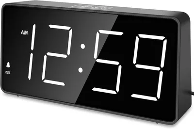 Obrázek produktu pro Digitální budík s velkými číslicemi, budík s nabíjecí stanicí, s nastavitelnou jasností a hlasitostí, s funkcí odložení, s možností přepínání mezi 12/24hodinovým formátem, digitální hodiny napájené ze sítě