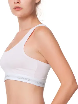Produktbild von Celodoro Damen Bustier mit Webgummi-Bund (1 Stück) Sport Bra Top - Weiß XL