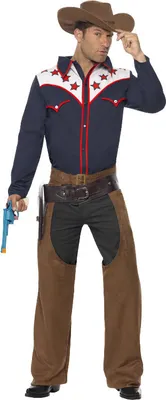 Produktbild von Rodeo-Cowboy Kostüm, Blau, mit Hemd, Beinschutz und Hut