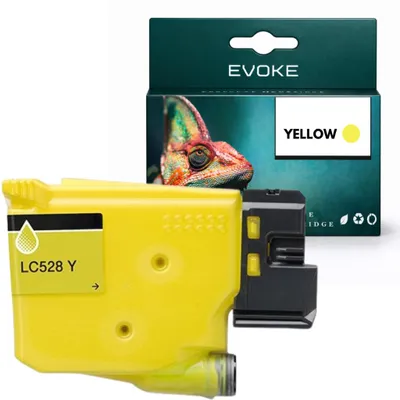 Image de Evoke Cartus – Cartouches compatibles pour l'imprimante Brother LC528 LC-528Y, jaune, 53 ml, compatibles avec les modèles MFC-J6560DW, J6760DW, J6960DW, J6975DW et J6977DW