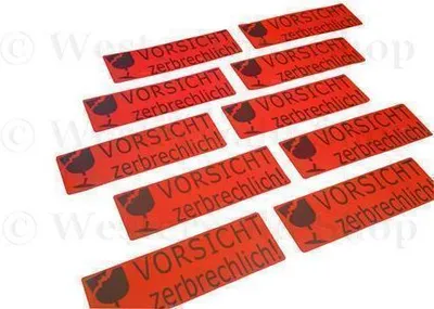 Produktbild von Auffällige Warnetiketten „Vorsicht Zerbrechlich“ Rot 50 Stück - Ideal für sicheren Paketversand