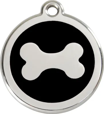 Produktbild von RedDingo Hundemarke mit individueller Gravur Knochen schwarz, Größe: M