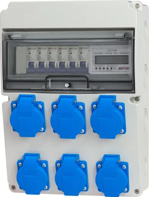 Produktbild von Baustromverteiler Wandverteiler 6x 230V BALS Steckdosen Schuko mit LS-Schalter Zähler 3-Phasen