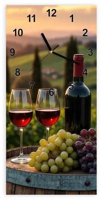 Produktbild von Wanduhr aus Glas mit Motiv Weinlandschaft- 30 x 60 cm - inkl. Aufhängesystem