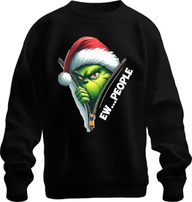 Produktbild von EW PEOPLE Grinch Santa Reißverschluss Weihnachten lustig Uni Sweatshirt Pullover, Schwarz, S