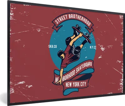 Produktbild von MuchoWow® MuchoWow® Gerahmtes Poster Skateboard - Mann - Retro - Zitat 90x60 cm - Poster mit zchwarzem Bilderrahmen - Fotorahmen - Foto-Plakat