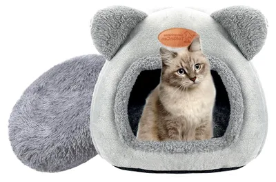 Produktbild von Waschbares Katzenhaus für Innenräume mit Anti-Rutsch-Boden und abnehmbarer Matte für Katzen, Hasen, Hunde und andere Kleintiere (Grau)