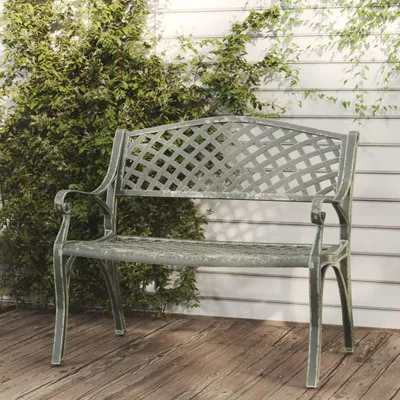 Image de The Living Store Banc de jardin 102 cm Fonte d'aluminium Vert