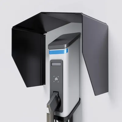 Productafbeelding van Wallbox beschermdak - Laadpaal overkapping - Opladen Beschermen - Universele Pasvorm - 25x42x30 cm - Zilverkleurig