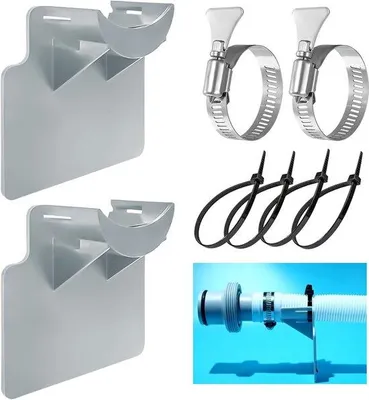 Produktbild von Famanu Halter Set für Poolschläuche mit Klemmen - geeignet für Schläuche bis 3,8 cm