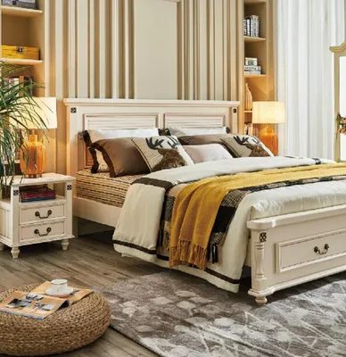 Produktbild von Doppel Hotel Betten Schlafzimmer 180x200 cm Holz Holzbett Bett Design Luxus