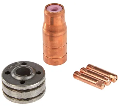 Produktbild von Fülldraht Schweißset Schweißzubehör - Kontaktrohre Ø 1,0 mm - Drahtführungsrolle - 0,9 - 1,0 / 1,2 mm - 3 Kontaktrohre