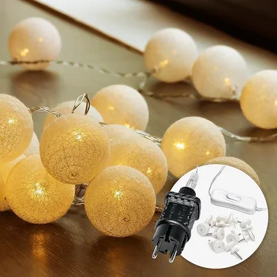 Immagine prodotto di CozyHome CozyHome Cotone Balls Fairy Lights Ball - 20 LED e 6 m di potenza in bianco caldo