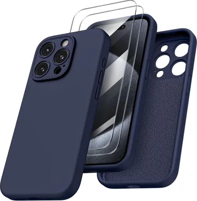 Produktbild von ORNARTO iPhone 15 Pro Hülle mit Kameraschutz, Schutzfolien & Mikrofaser - Mitternachtsblau