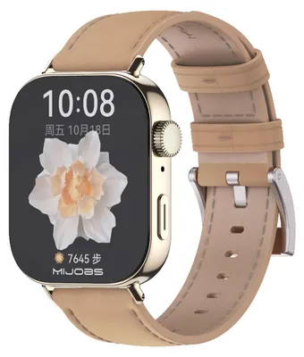 Obrázek produktu pro Kožený řemínek pro chytré hodinky Huawei Watch Fit 5 4 / Fit 5 4 Pro 3, hnědý se zlatými detaily