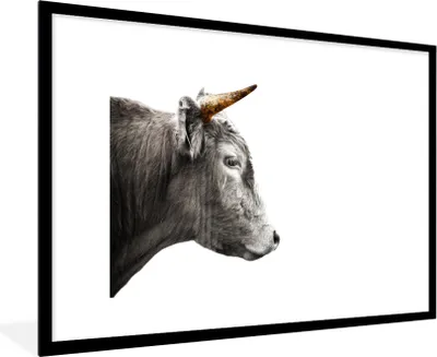 Produktbild von MuchoWow® Gerahmtes Poster Schottischer Highlander - Tiere - Horn - Gold 90x60 cm - Poster mit Schwarzem Bilderrahmen Wandposter Rahmen Foto Bilder - Wanddekoration - Fotos