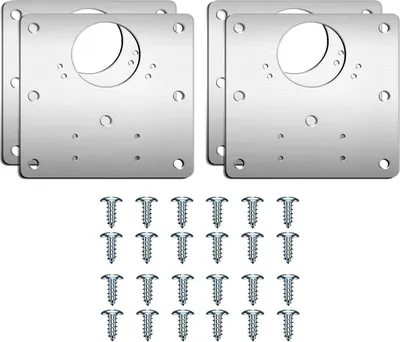 Produktbild von 4 Stück Universal Scharnier Reparaturplatte Reparatur-Set Edelstahl Schranktür Scharnier mit Schrauben für Küchenschränke, Türen & Möbel