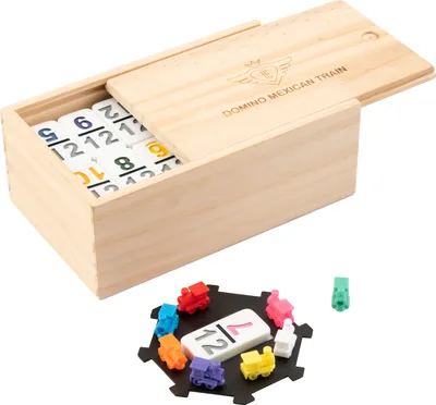 Obrázok produktu pre domino hra Mexický vlak drevo prírodná/biela 101 kusov