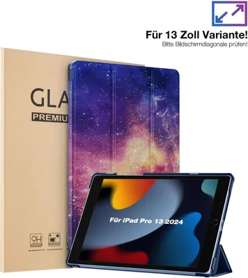 Produktbild von Schutzhülle + 2x 9H Display Glas für Apple iPad Pro 7. Gen 13.0 Zoll Cover Case Schutz Tablet Farbe: Nighttime