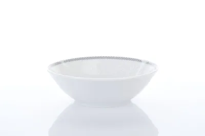 Zdjęcie produktu dla Miska Thun 1794, czeska porcelana, 13 cm, opal, biała koronka, szary brzeg, Thun