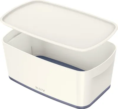 Produktbild von Aufbewahrungsbox MyBox Klein A5 mit Deckel ABS weiß/grau Packung mit 4 Stück