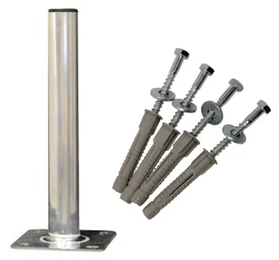 Produktbild von PremiumX 60cm Ø 50mm Standfuß Aluminium SAT Antennenmast Mastfuß Flachdach Ständer Schraubensatz