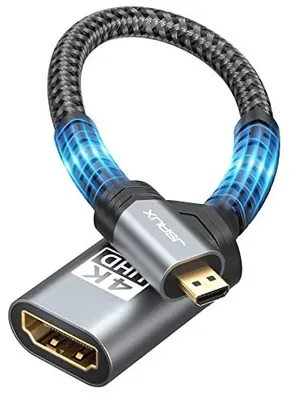 Produktbild von Micro HDMI auf HDMI Adapter, 4K@60Hz HDR 3D 18Gbps, Kompatibel Mit Raspberry Pi 5/4,Hero,Kameras A6300 A6400,Yoga,ODROID usw-Grau
