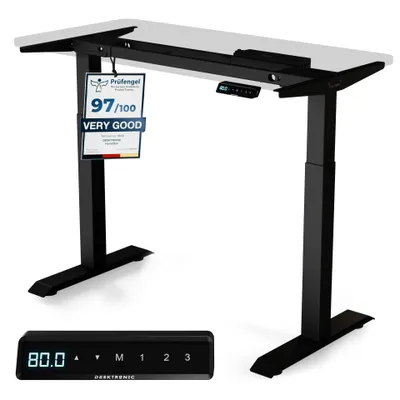 Zdjęcie produktu dla Podstawka pod biurko Desktronic HomeOne z elektryczną regulacją wysokości, czarna, z funkcją pamięci, technologią antykolizyjną, portami ładowania USB-A i USB-C